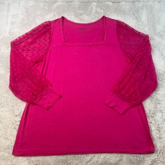 Torrid Lot of 2 Tops Blouses Plus Size 4X Womens Shirts Floral Polka Dot Sheer - Picture 2 of 13